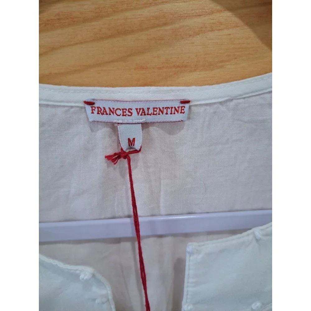 New Frances Valentine White Cotton Poplin Easy Dress  Nubs Lagenlook Pockets M - Picture 3 of 16